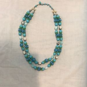 Vintage Blue and White Flower Necklace